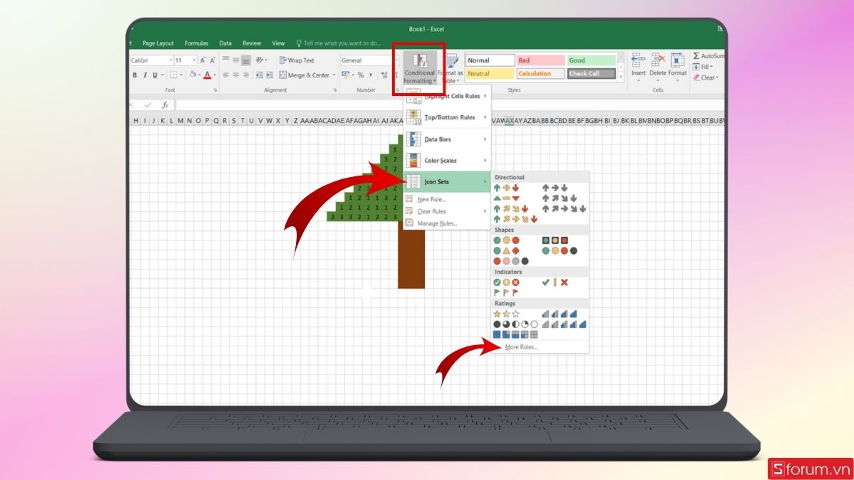 Nhấn chọn Icon Sets