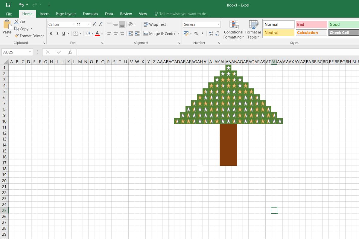 Lưu ý cần nhớ khi tạo cây thông Noel bằng Excel