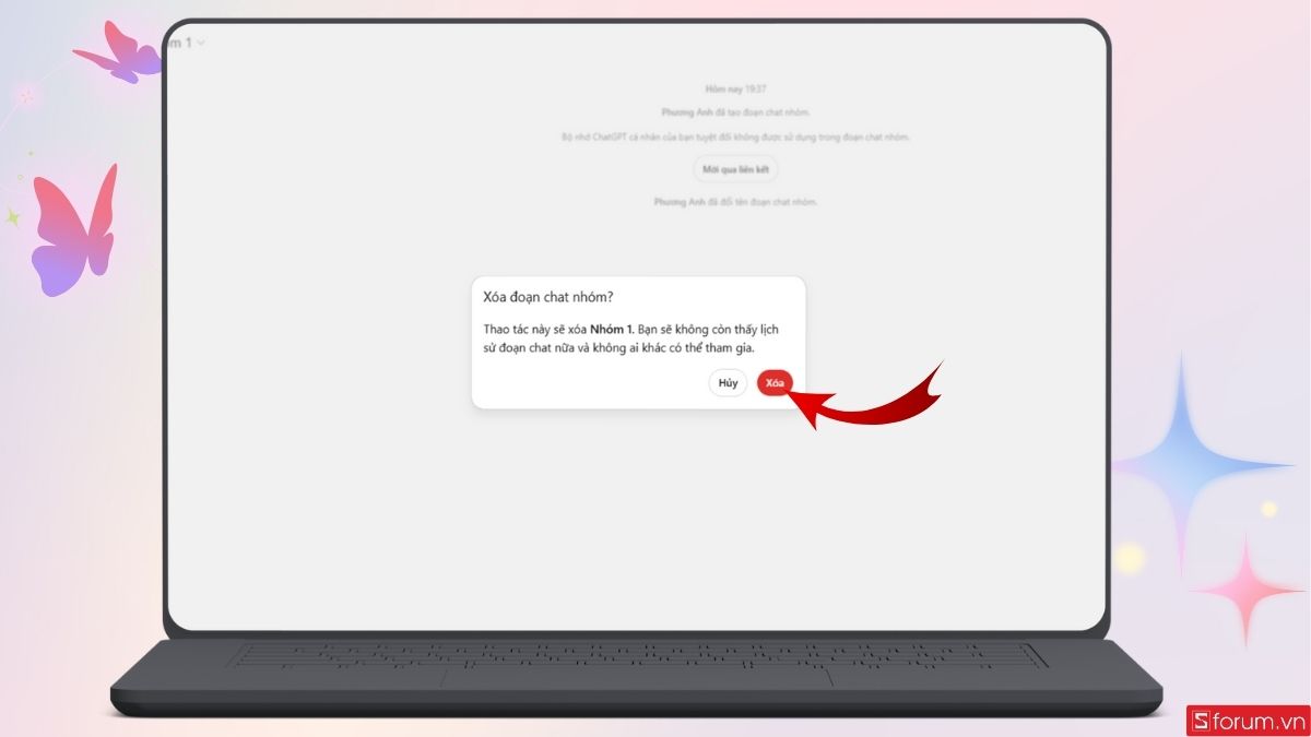 Nhấn Xóa để xác nhận 