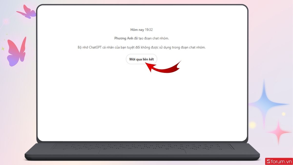 Nhấn Mời qua liên kết