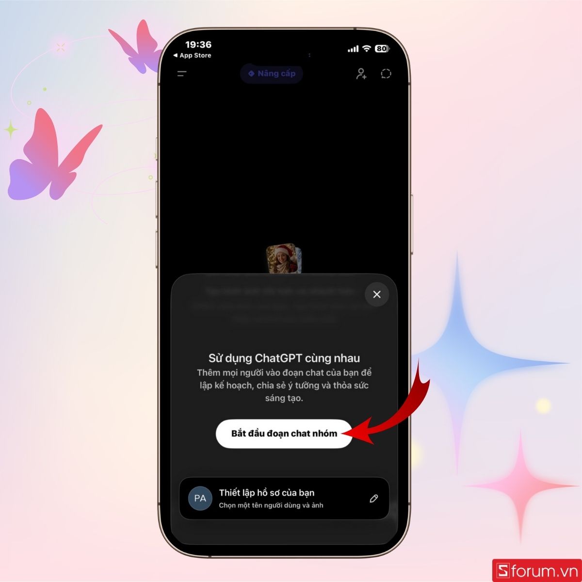 Nhấn vào Bắt đầu đoạn chat nhóm