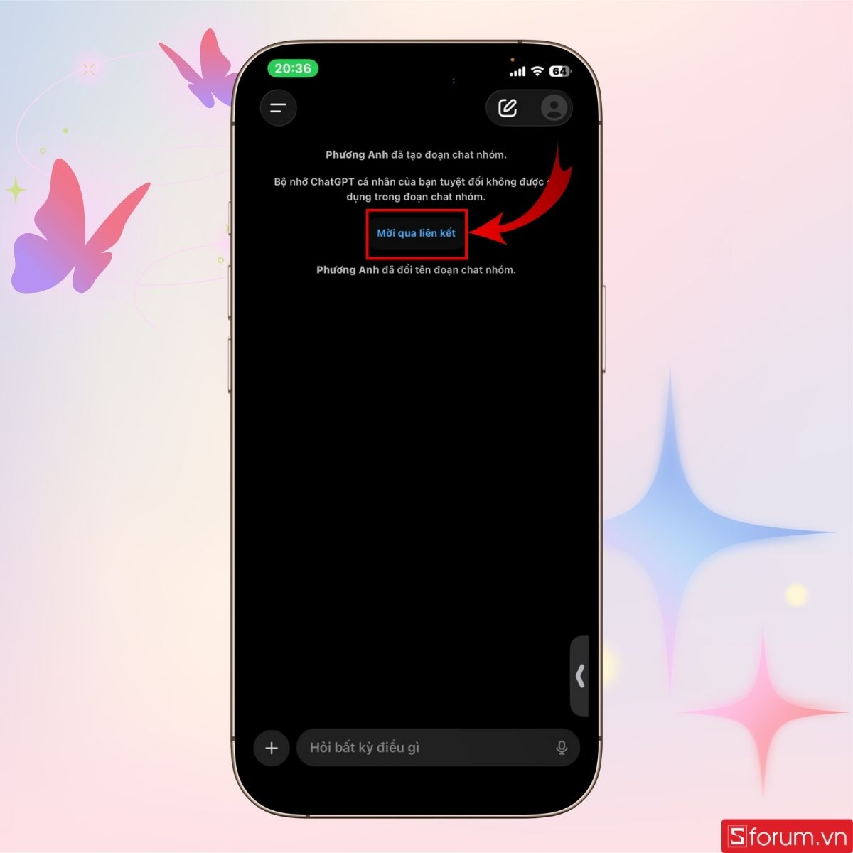Nhấn vào Mở liên kết 