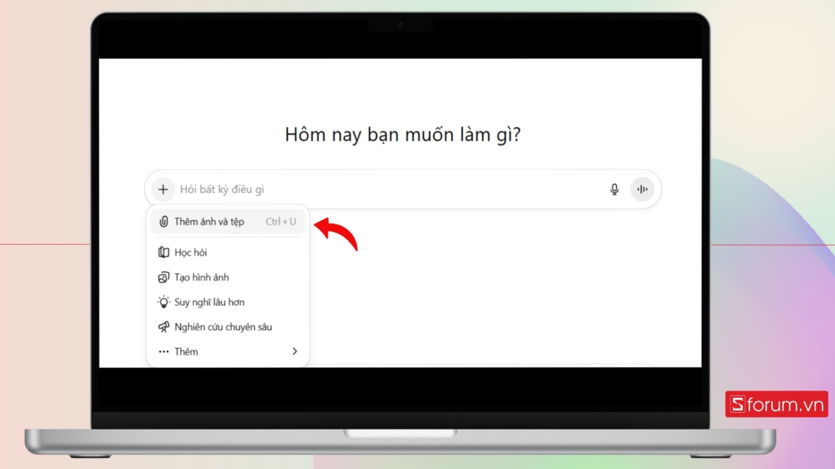 Thêm ảnh cần tạo lên ChatGPT