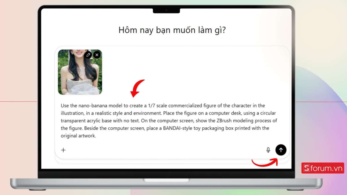 Nhập đoạn lệnh và gửi yêu cầu tạo ảnh