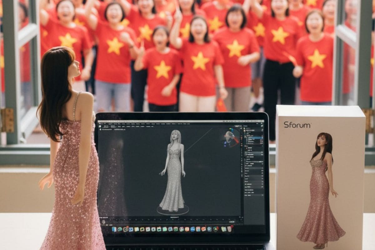 Code làm ảnh 3D với cờ đổ sao vàng