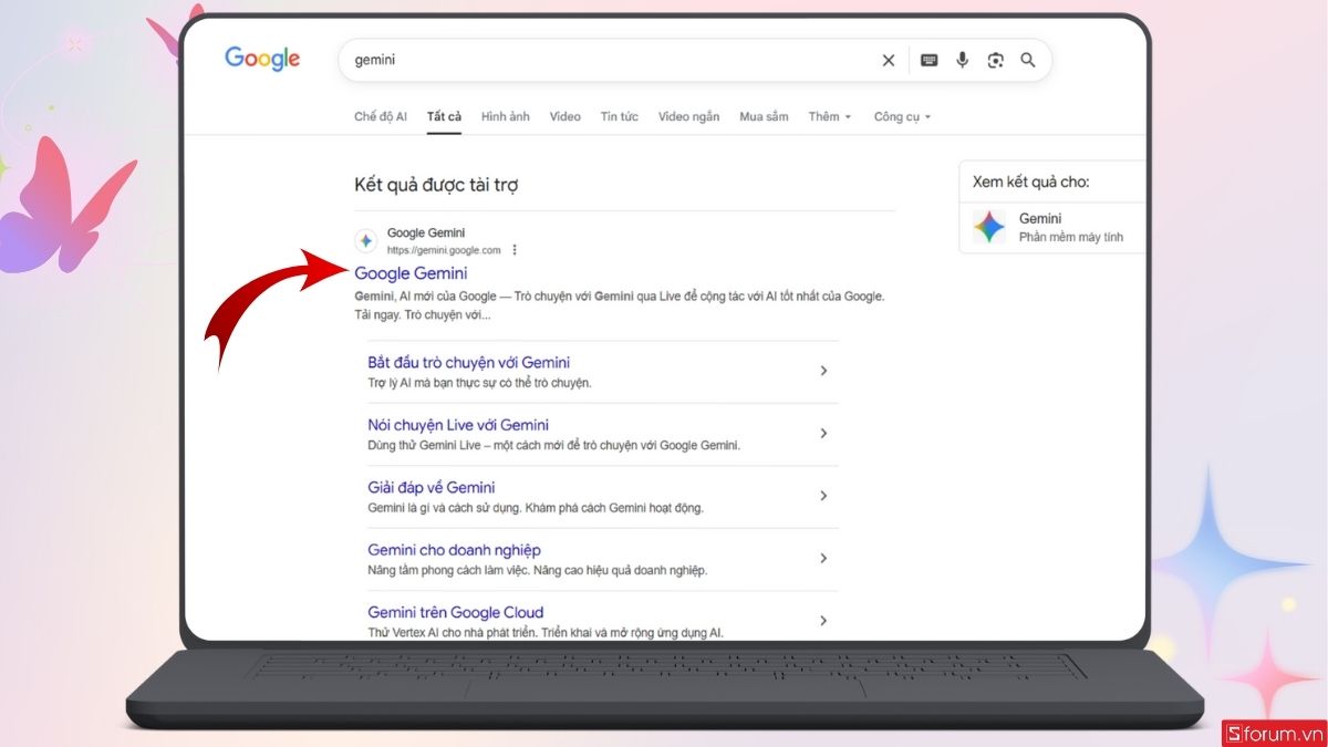 Tìm và truy cập trang web Gemini