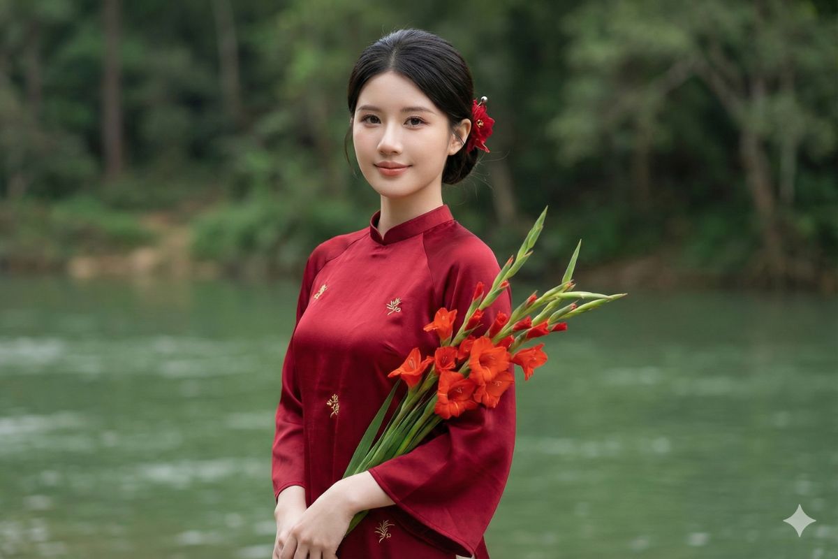 Ảnh áo dài Tết phong cách truyền thống