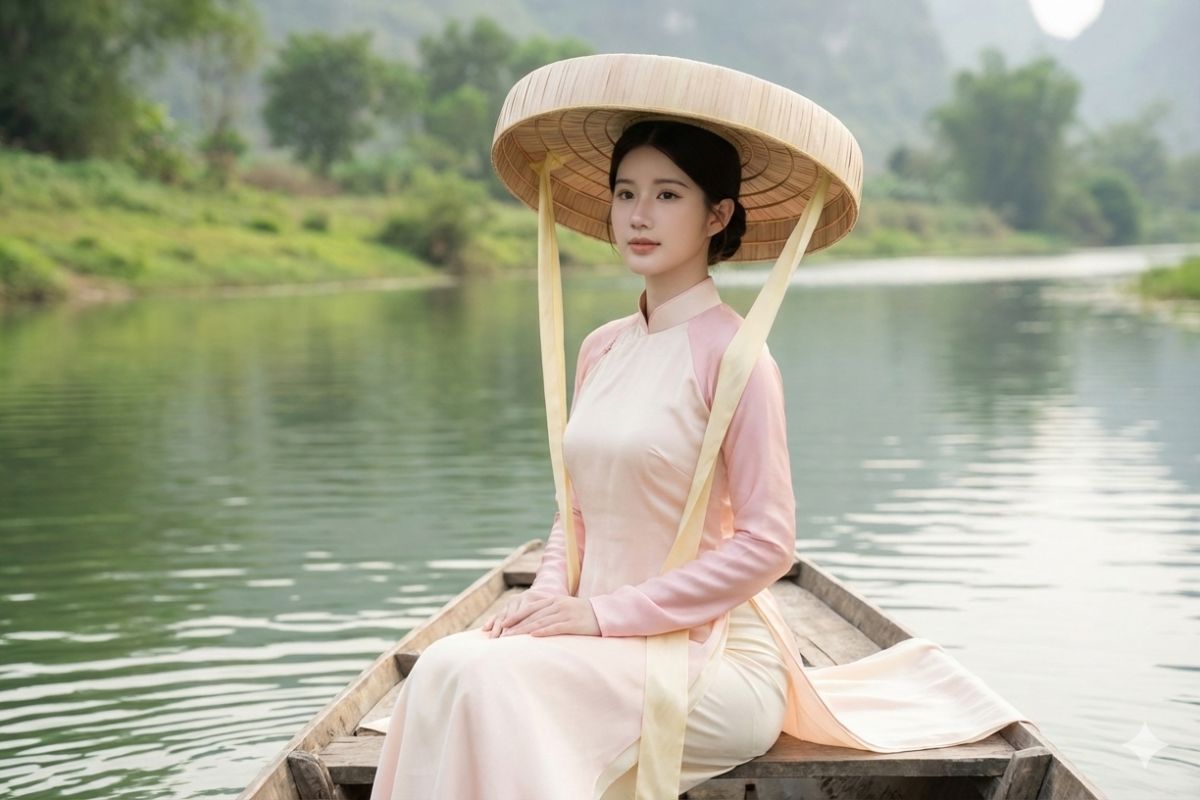 Ảnh tết áo dài đội nón quai thao