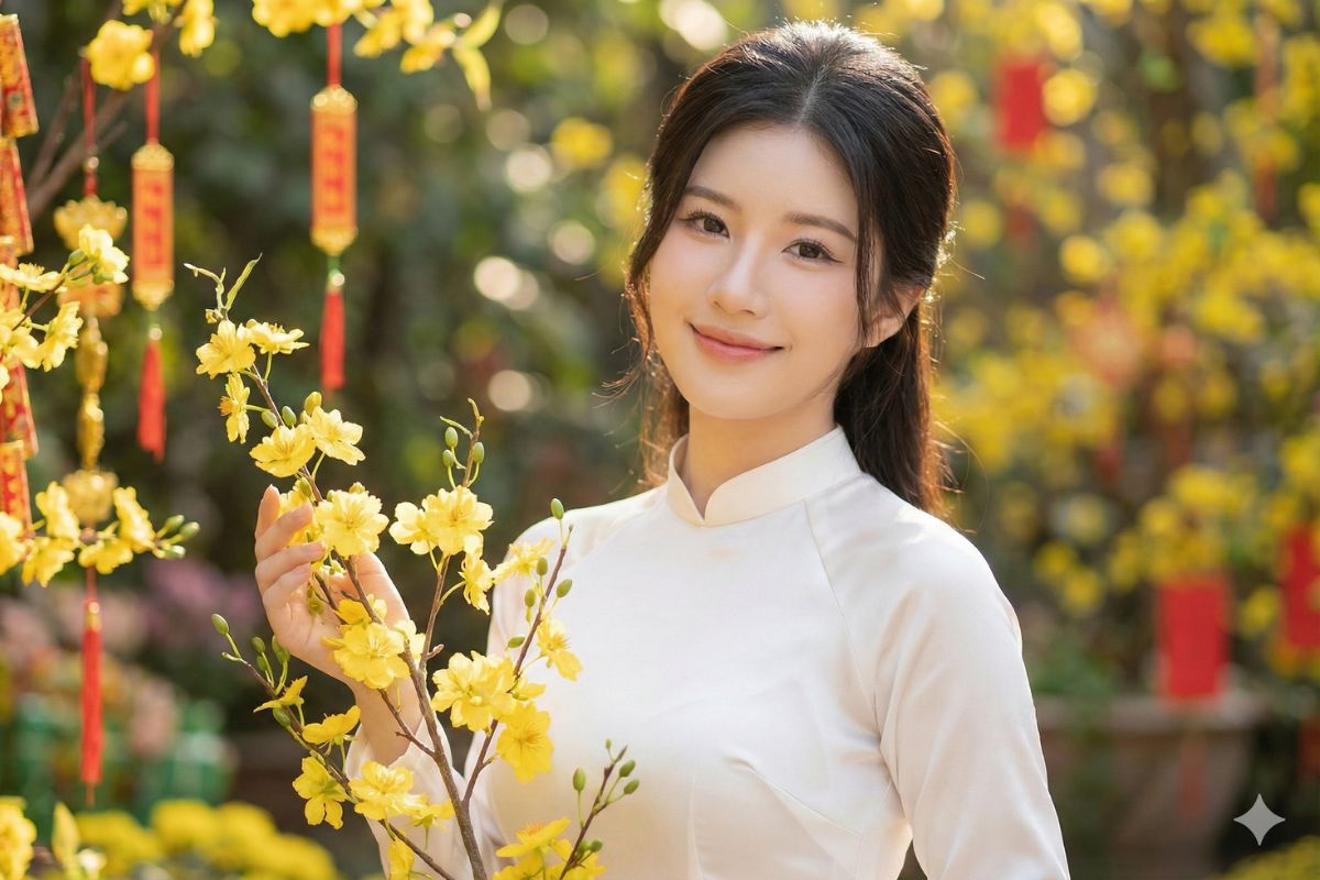 Ảnh tết áo dài trắng