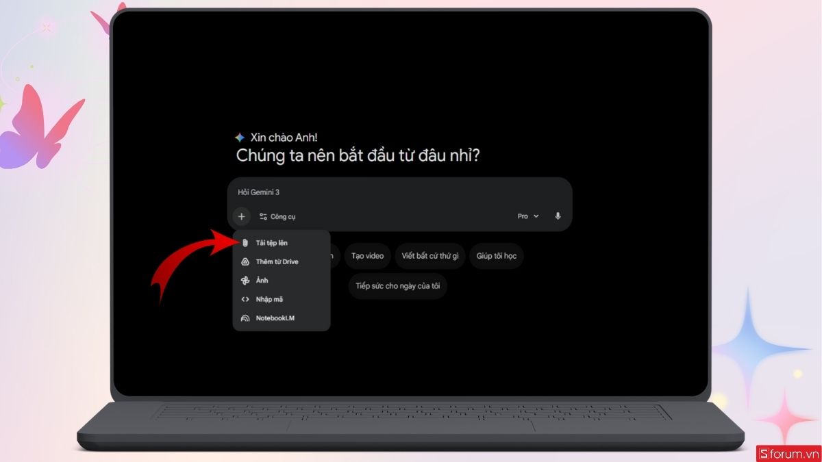 Tải ảnh lên Gemini