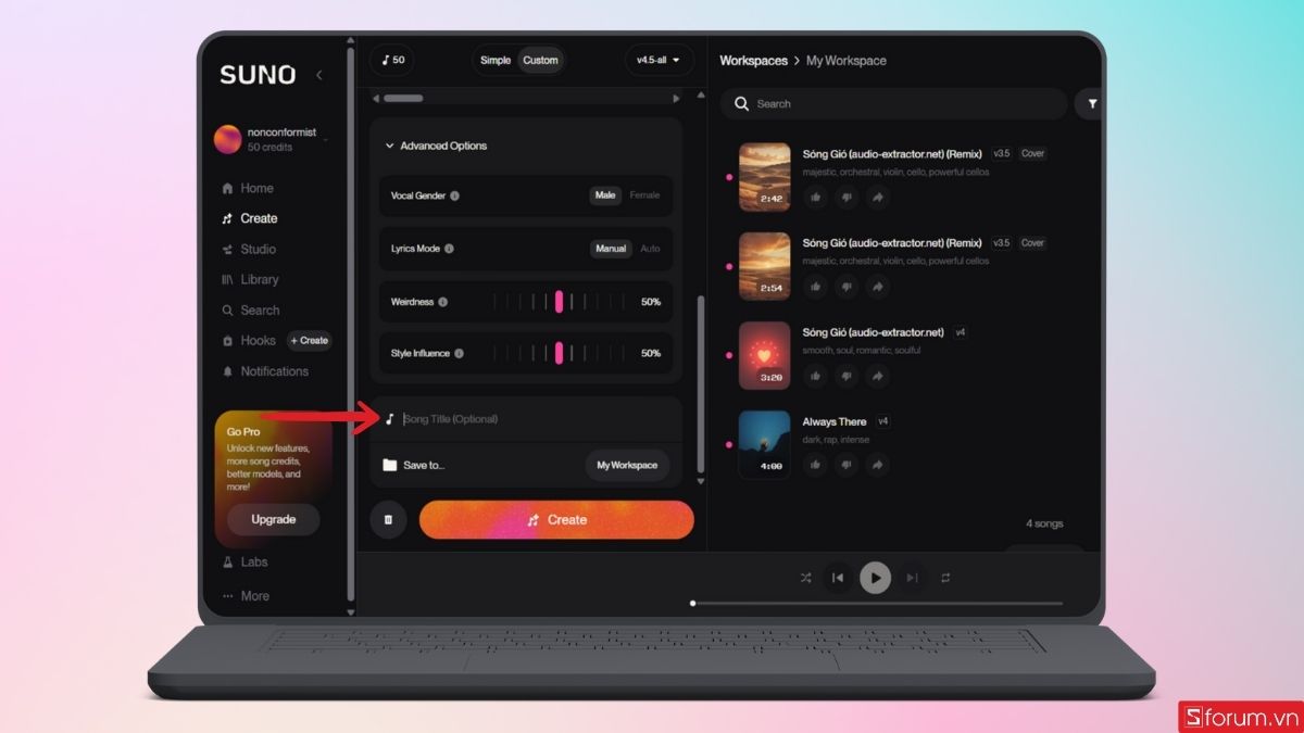 Nhập tiêu đề bài hát của bạn
