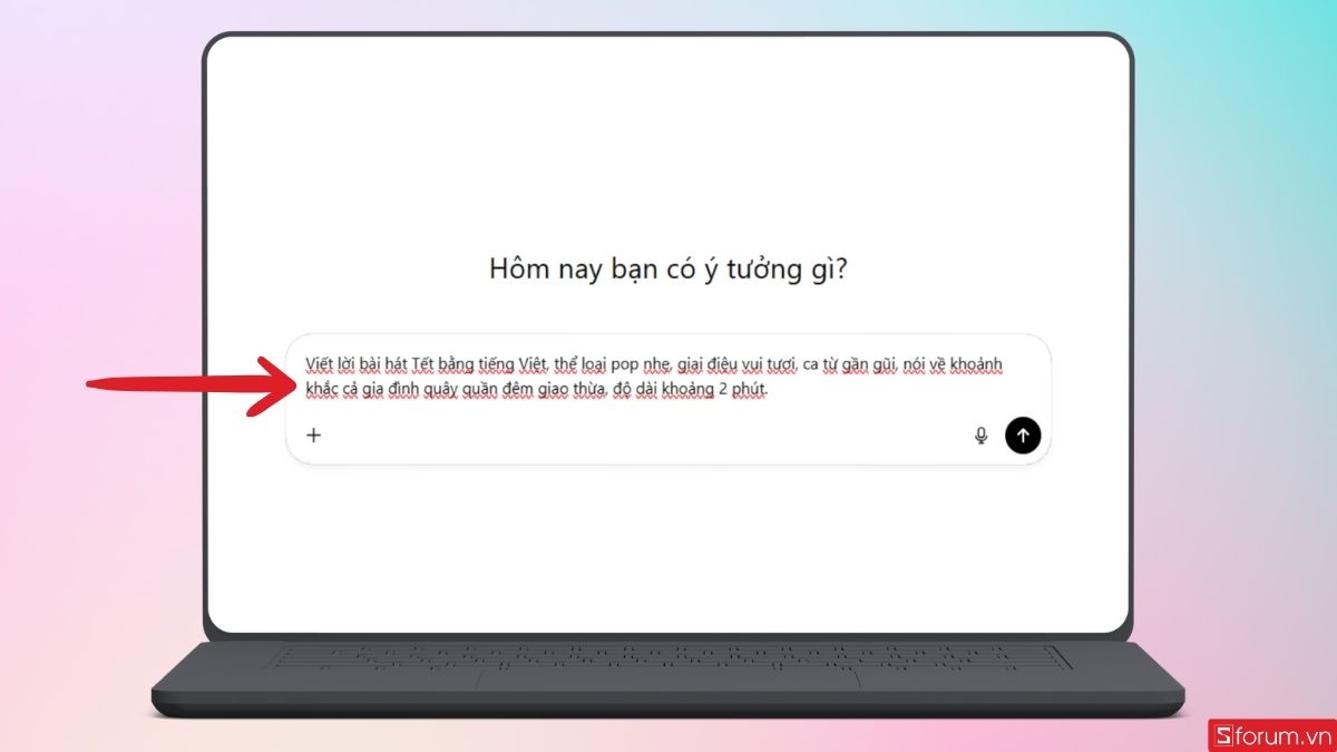 Nhập prompt để yêu cầu ChatGPT tạo lời bài hát