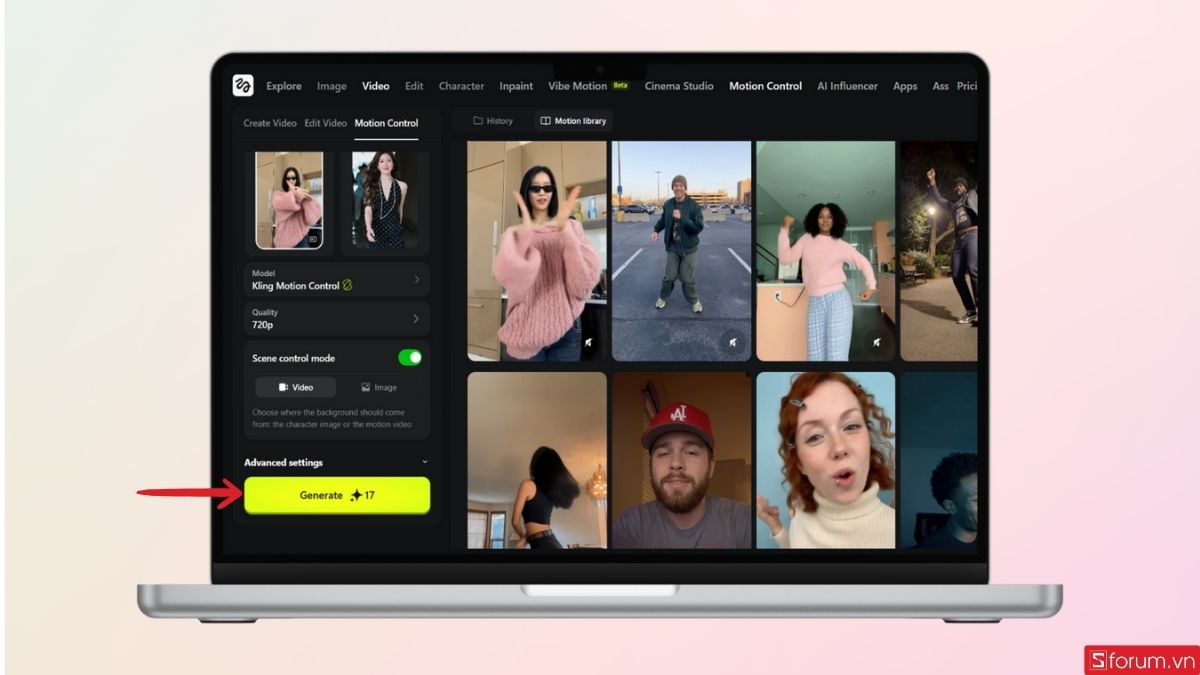 Nhấn vào Generate để bắt đầu tạo video theo yêu cầu