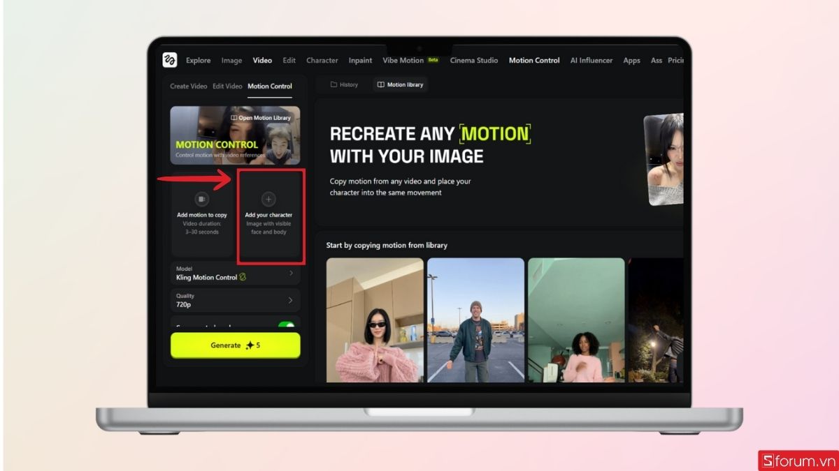Tải hình ảnh nhân vật của bạn lên web
