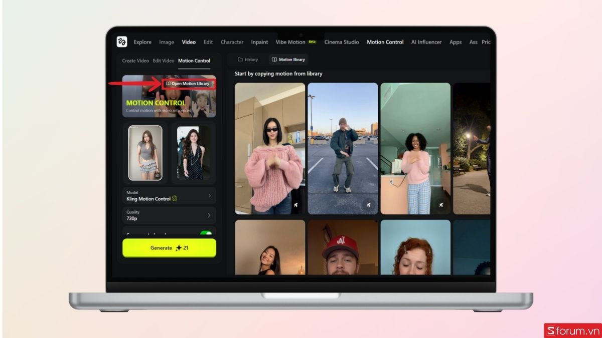 Bạn cũng có thể chọn mẫu có sẵn trên nền tảng