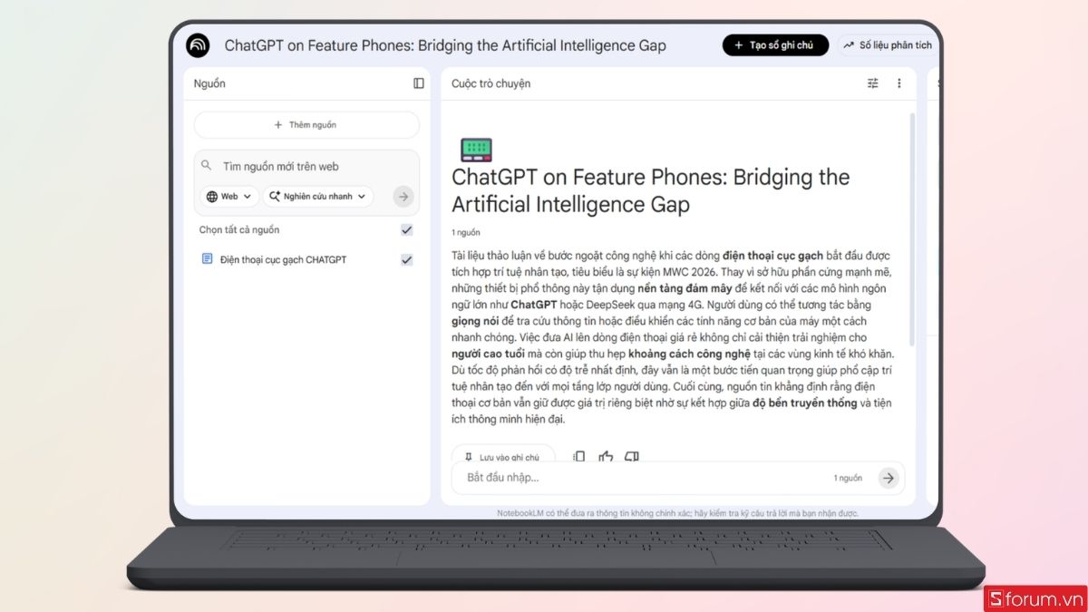 NotebookLM sẽ tổng quát nội dung gile bạn vừa tải