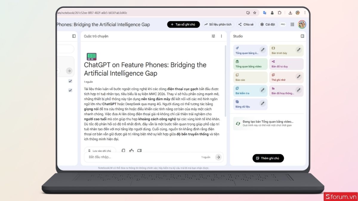 NotebookLM sẽ bắt đầu tạo bản tổng quan bằng video