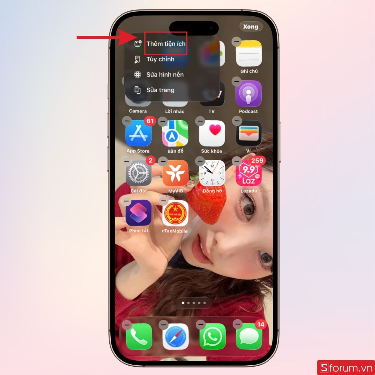 Tiếp tục nhấn vào Thêm tiện ích