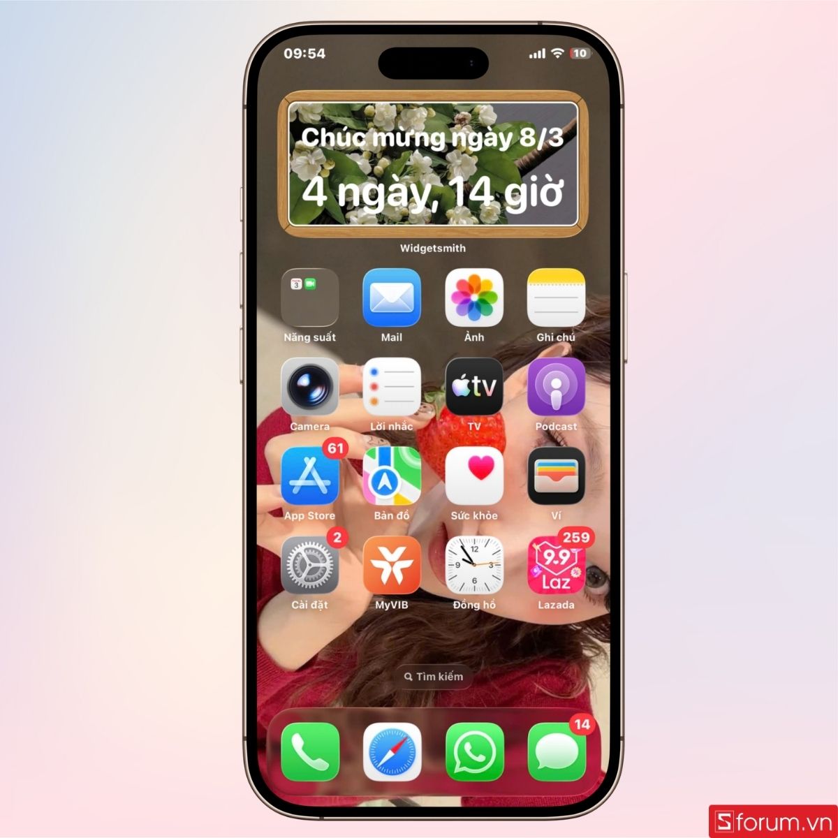 Hoàn tất thêm tiện ích 8/3 trên màn hình iPhone