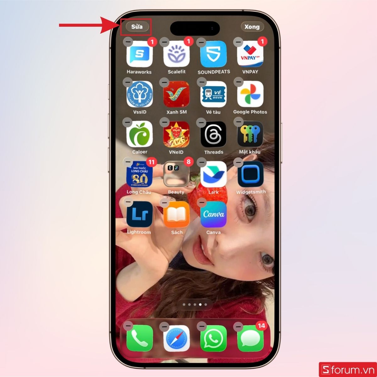 Nhấn giữ màn hình khoảng 2 giây