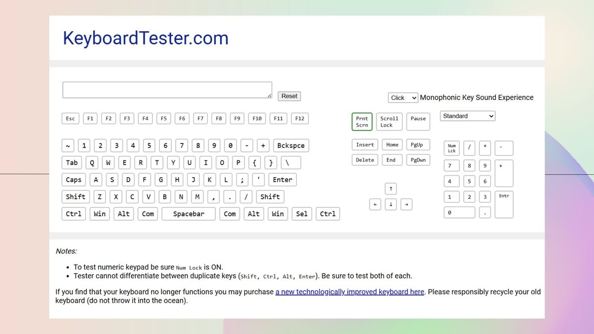 Test Keyboard bằng cách kiểm tra từng nút trên màn hình