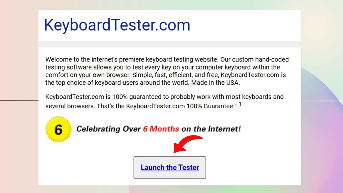 Nhấn vào Launch the Tester trên keyboardtester.com