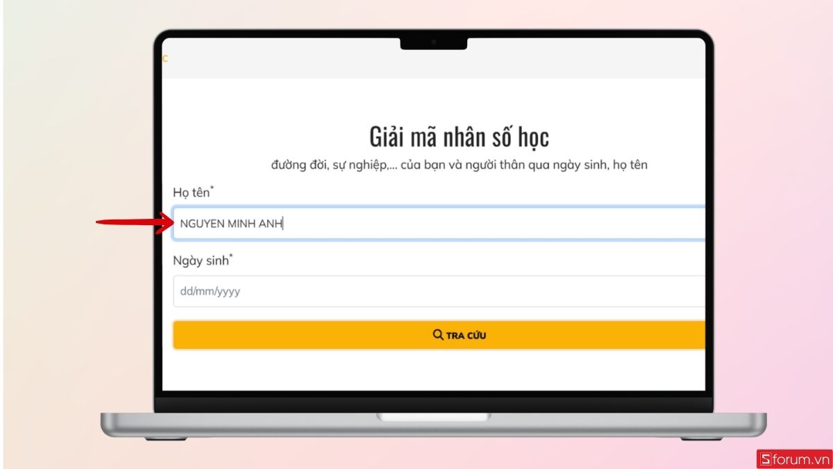 Nhập họ tên trong giấy khai sinh của bạn
