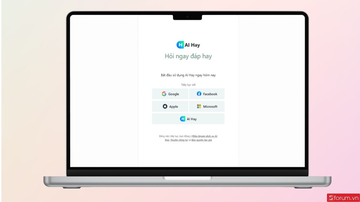 Bạn có thể đăng nhập bằng Google hoặc FaceBook