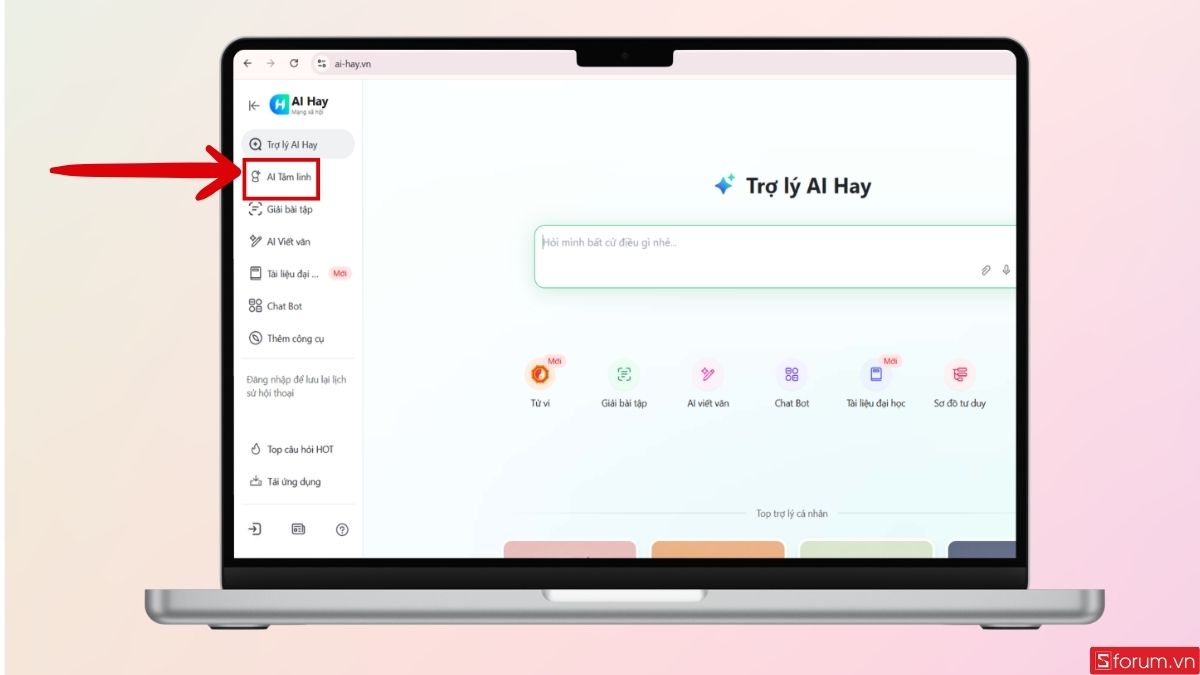 Nhấn vào AI Tâm Linh