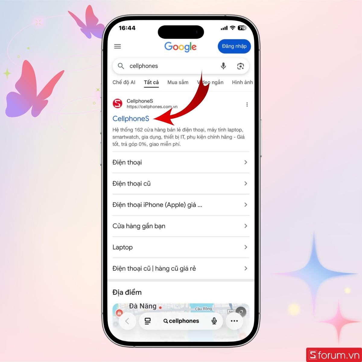 Truy cập vào trang web CellphoneS