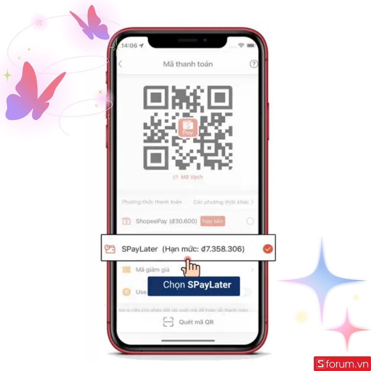 Tiếp tục nhấn vào mục SpayLater