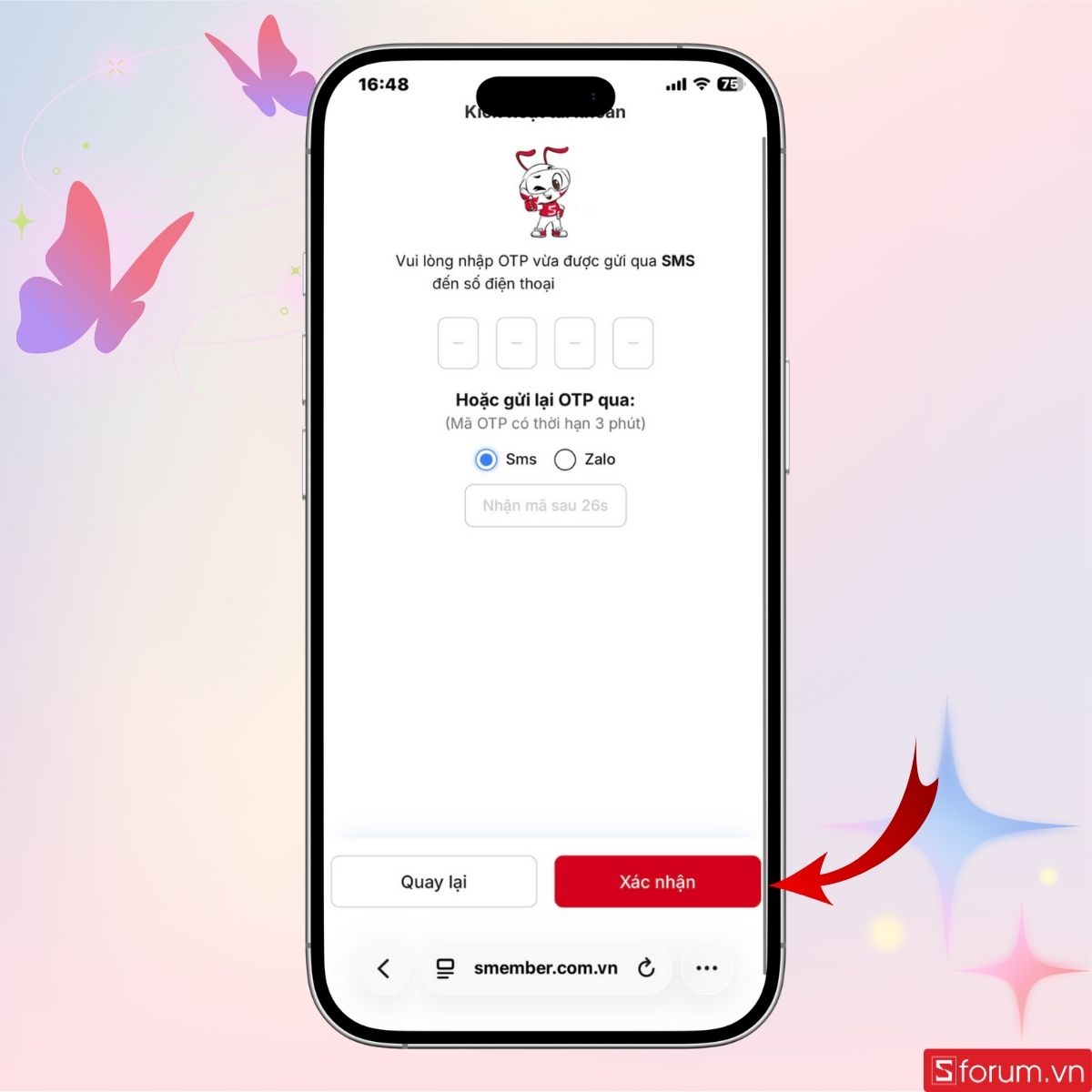 Nhập mã OTP để tiếp tục