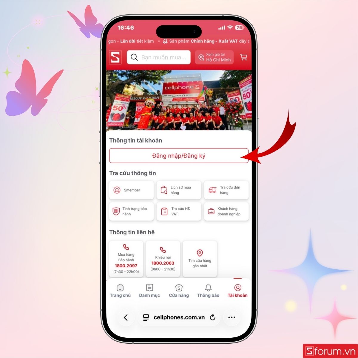 Đăng nhập/Đăng ký tài khoản