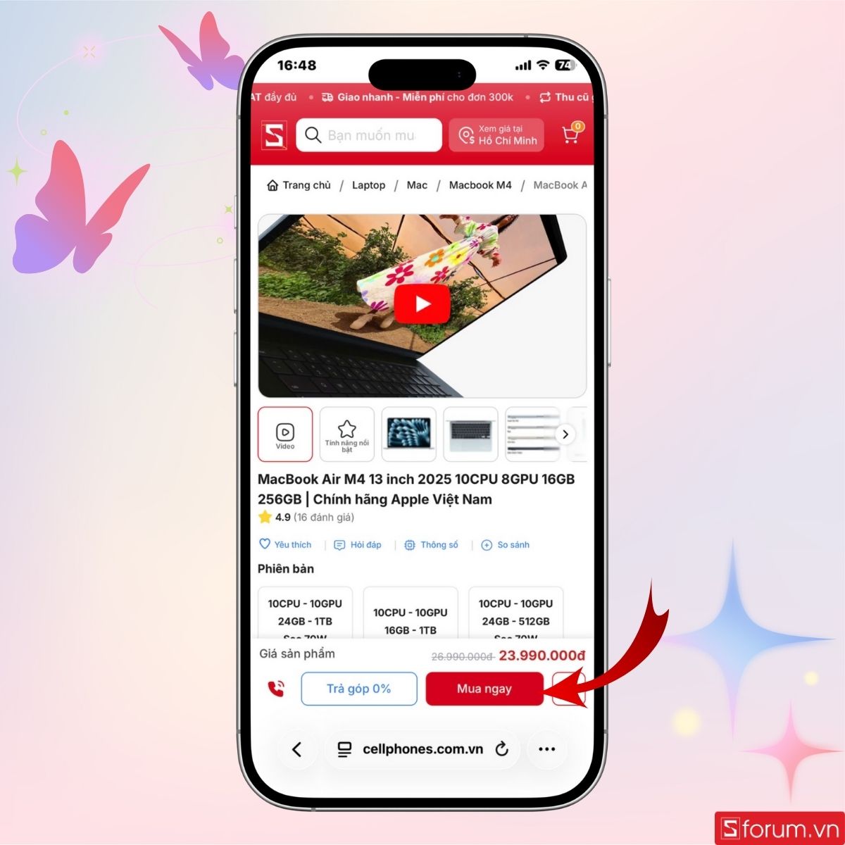 Nhấn vào Mua ngay để tiếp tục