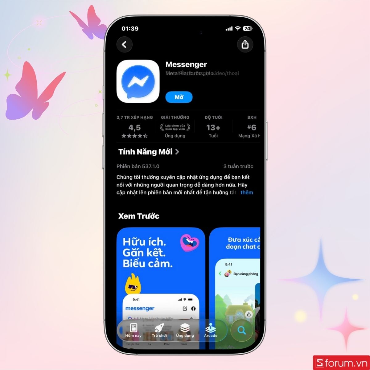 Cập nhật nhanh ứng dụng Messenger 