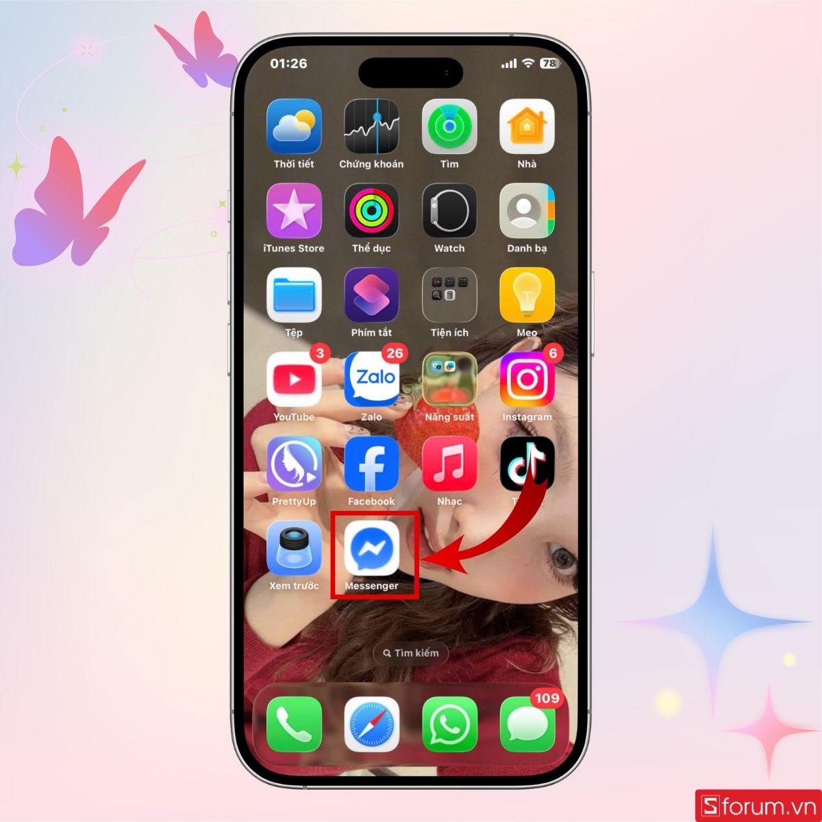 Truy cập mục Messenger trên giao diện chính