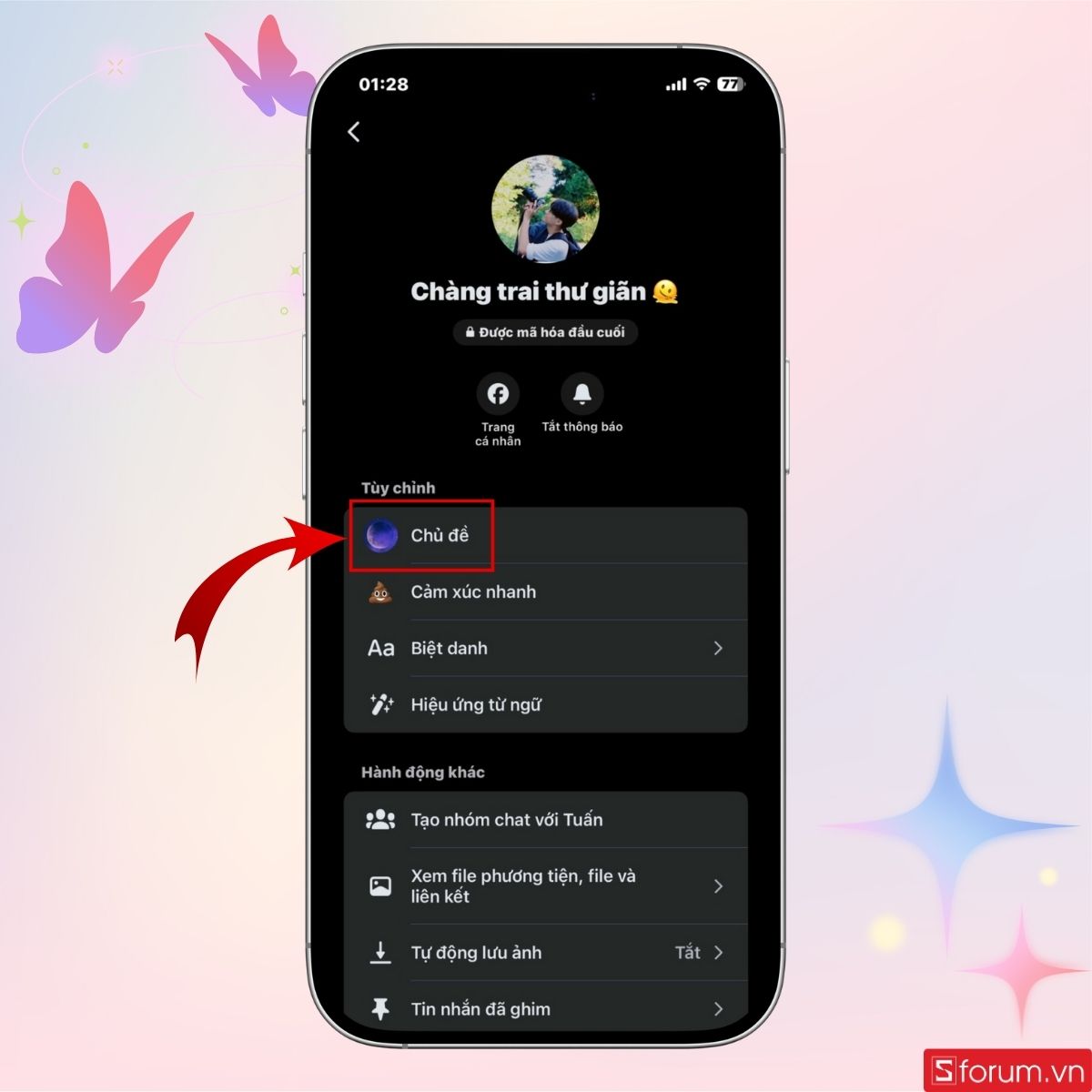 Nhấn vào mục Chủ đề