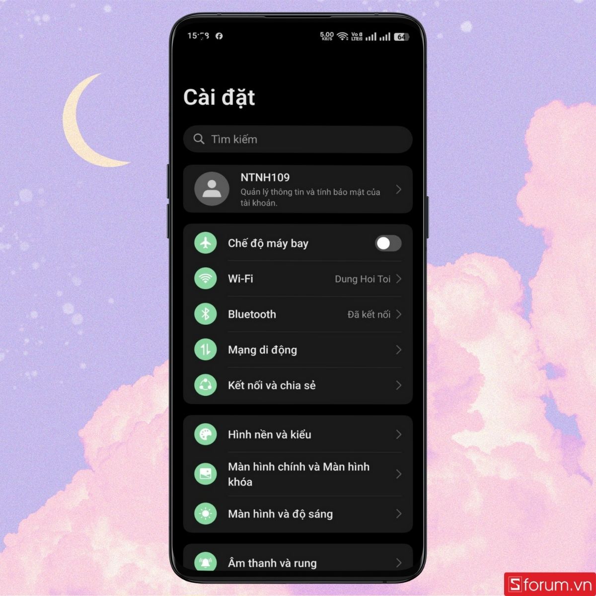 Cách thay đổi đồng hồ màn hình khóa OPPO bước 1