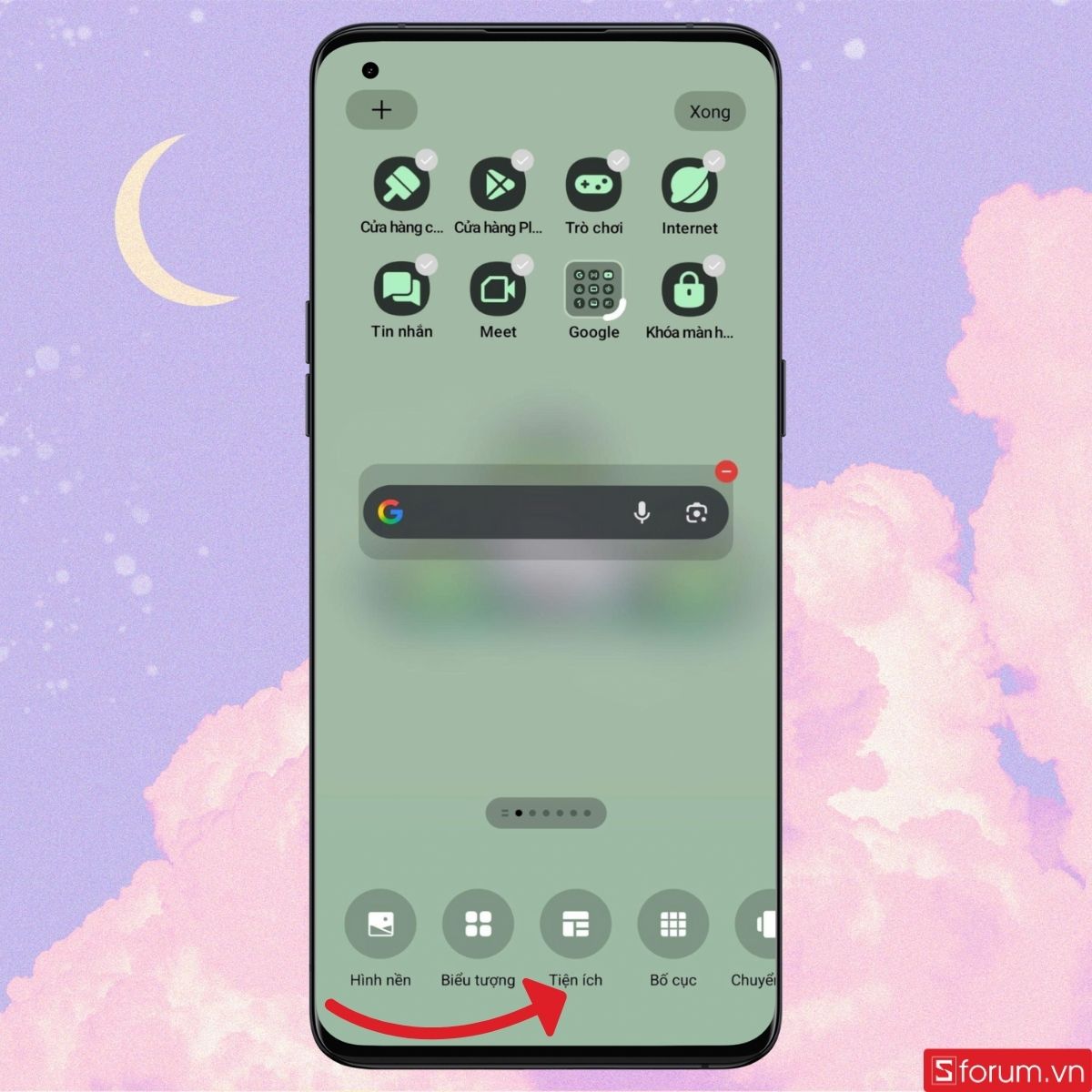 Cách hiển thị đồng hồ trên màn hình chính OPPO bước 1