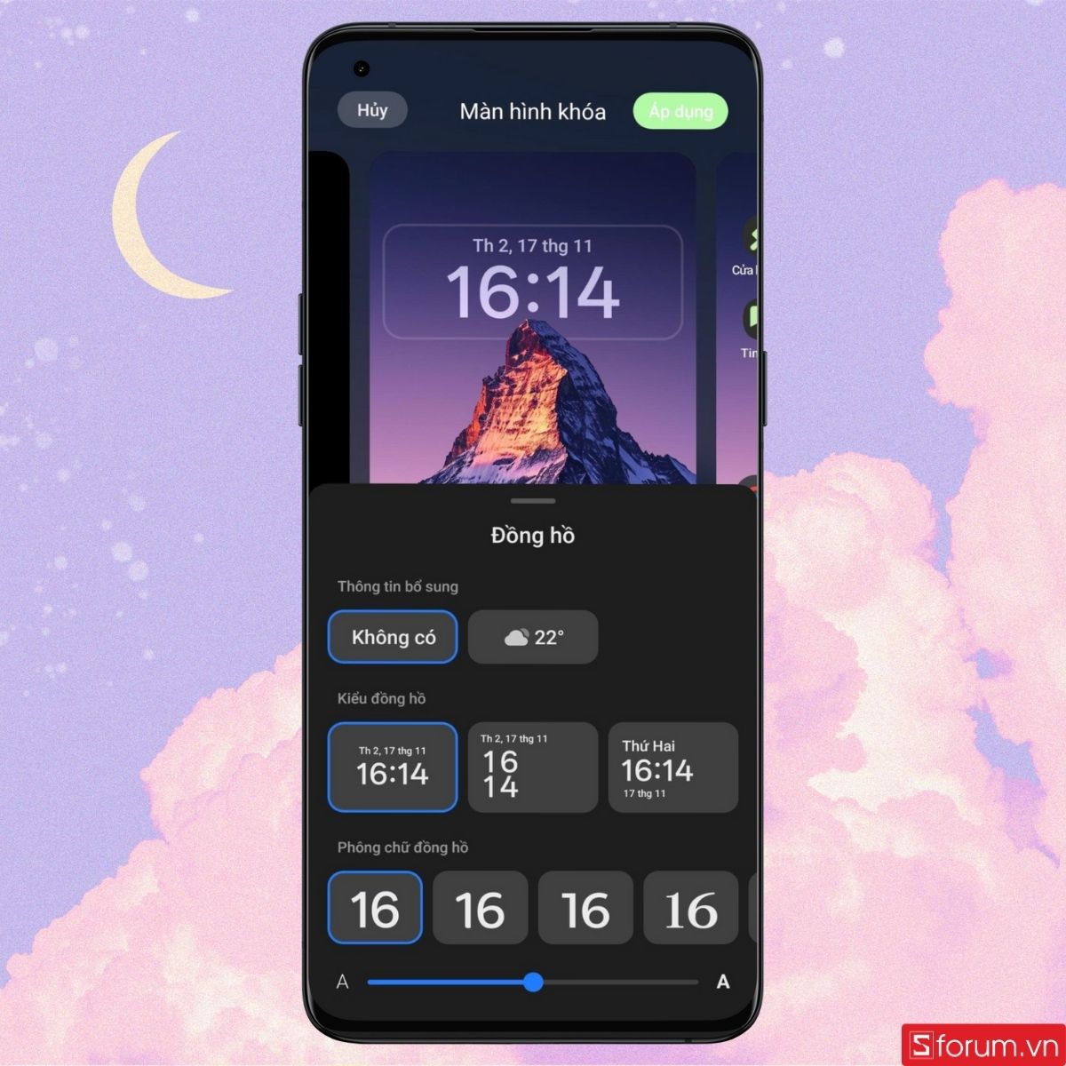 Cách thay đổi đồng hồ màn hình khóa OPPO bước 3