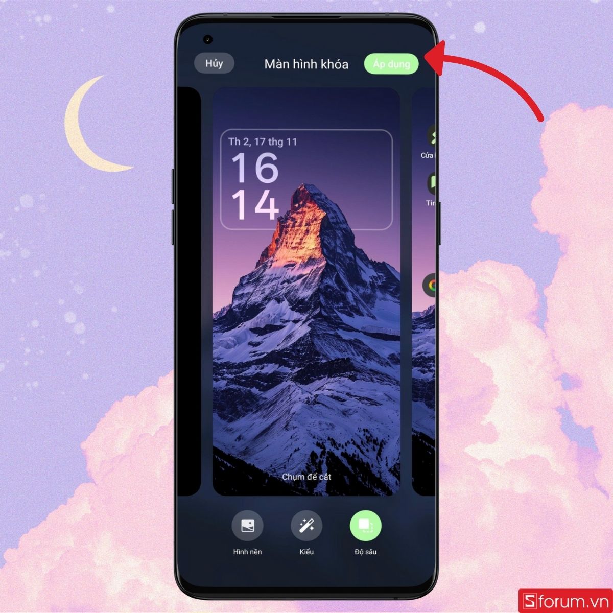 Cách thay đổi đồng hồ màn hình khóa OPPO bước 3-1