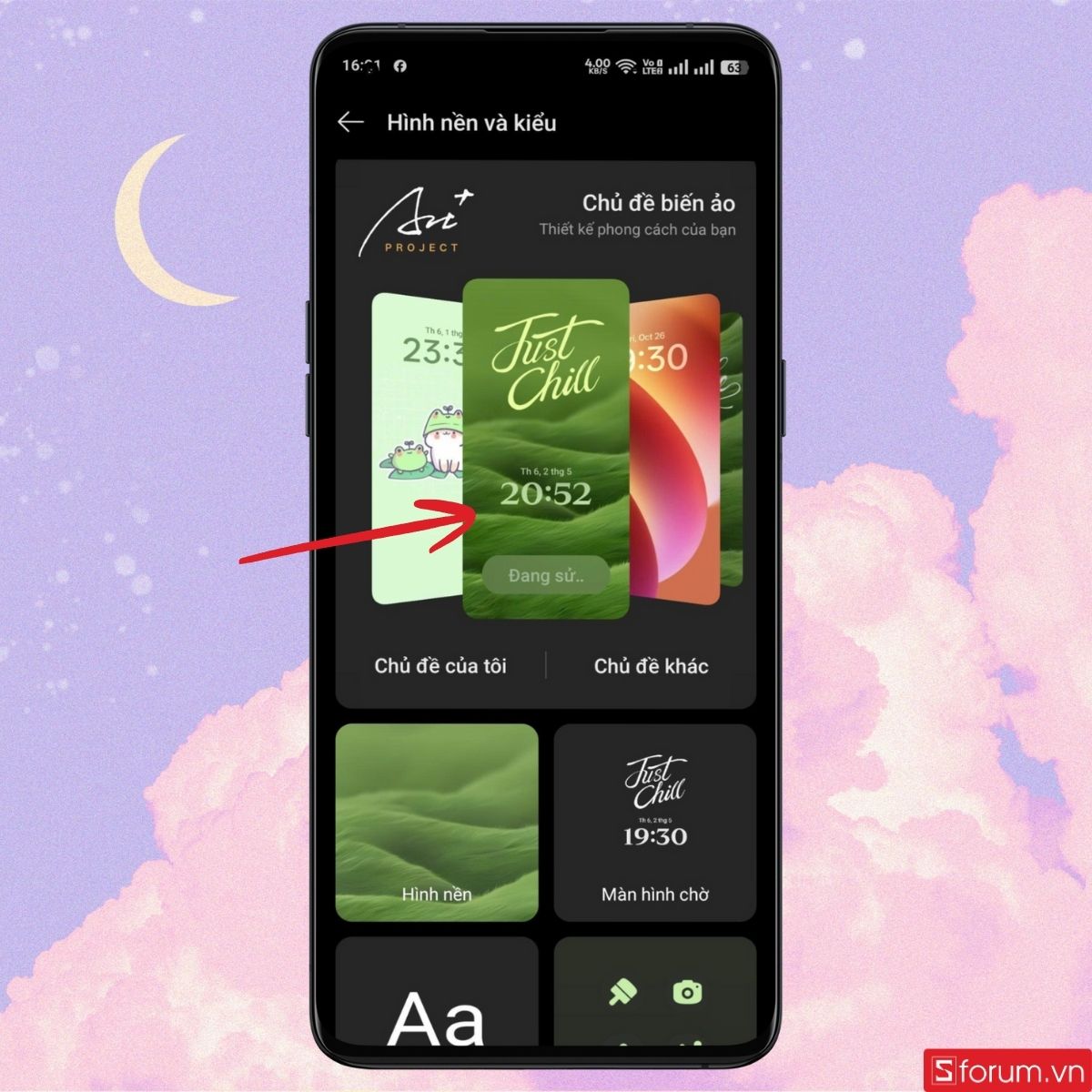 Cách thay đổi tùy chỉnh giao diện đồng hồ màn hình khoá trên OPPO bước 2-1