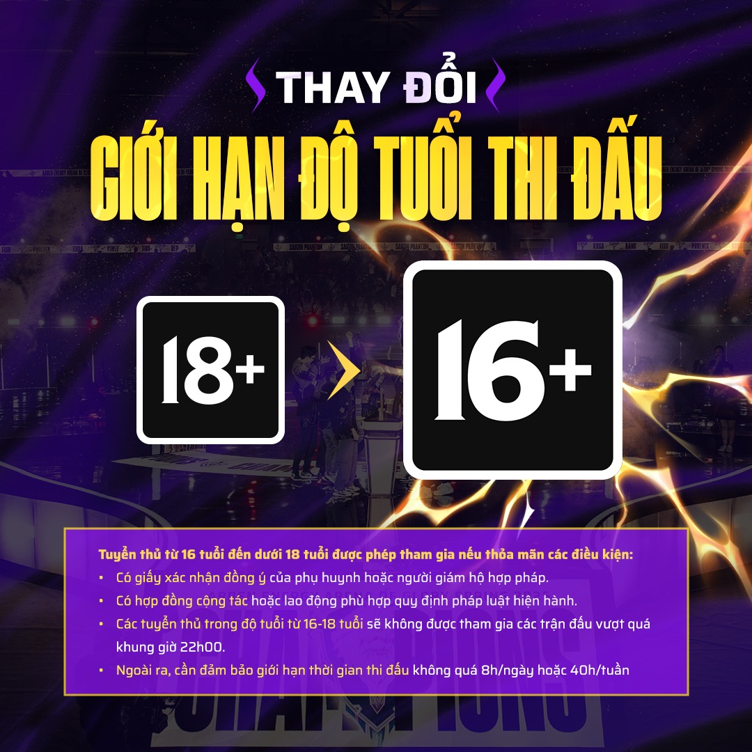 Quy định thay đổi giới hạn độ tuổi thi đấu Liên Quân
