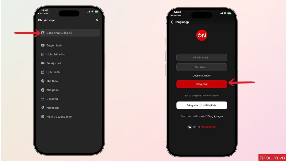 Tiến hành đăng nhập tài khoản vào VTVcab