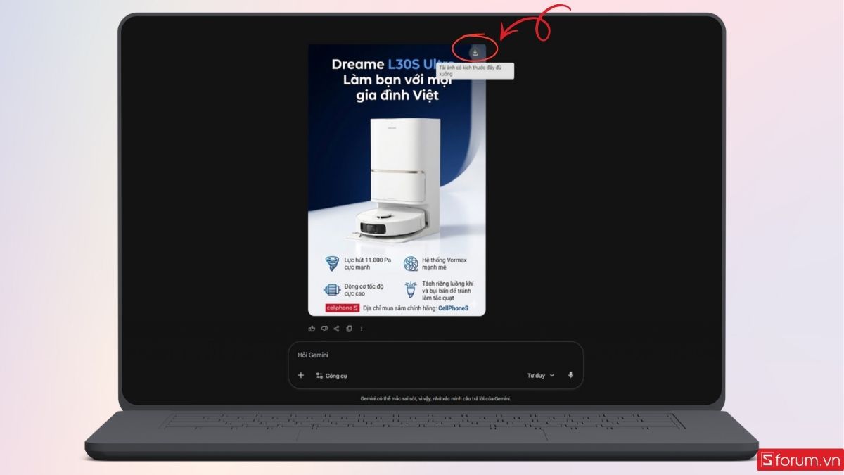 Tải ảnh đã chỉnh về máy