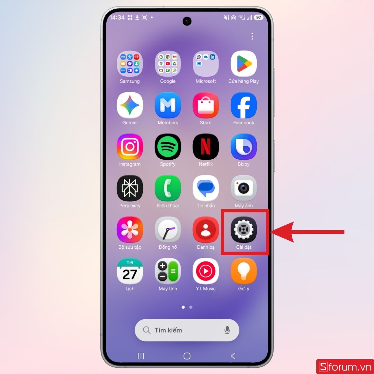 Truy cập vào phần cài đặt trên điện thoại