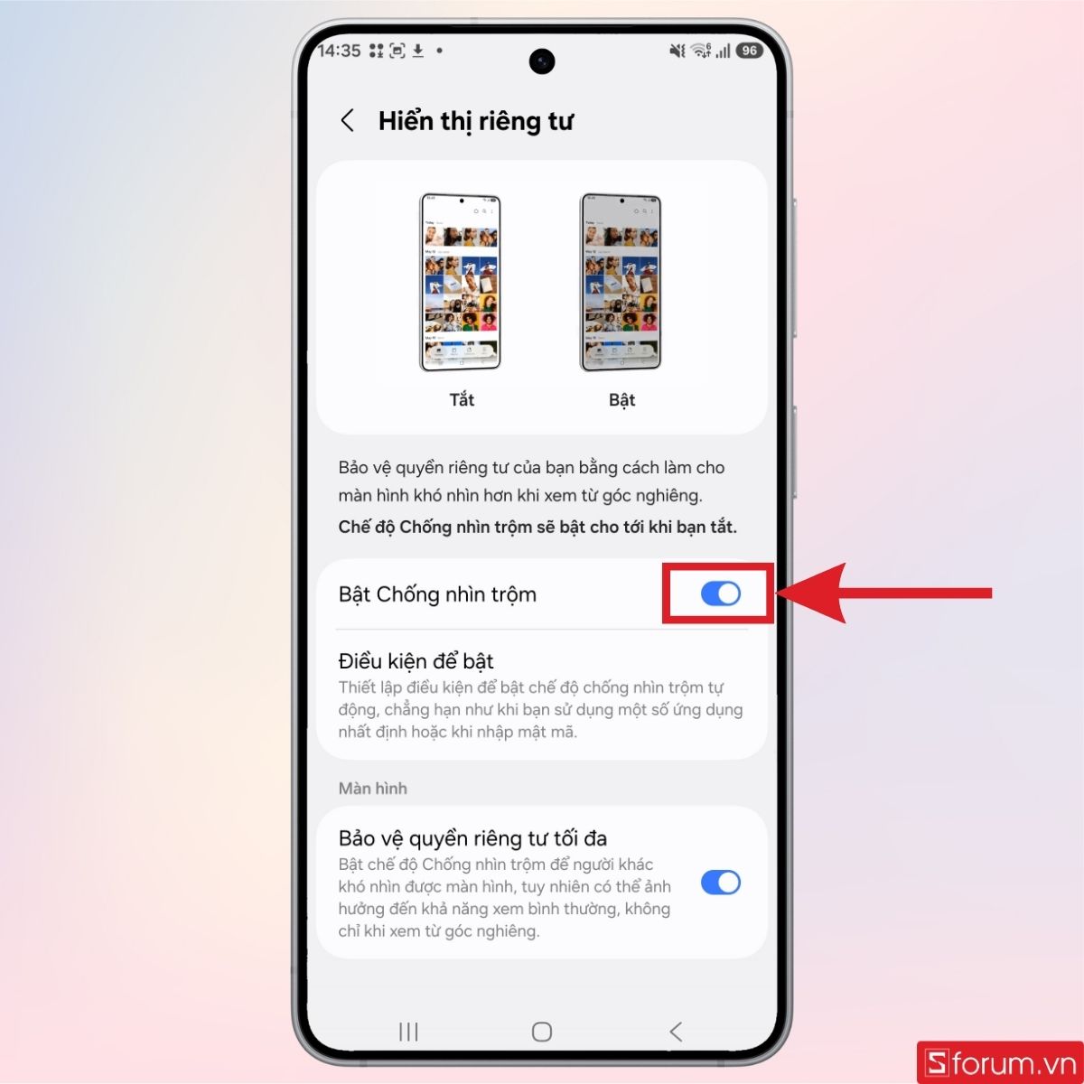Bật Chống nhìn trộm
