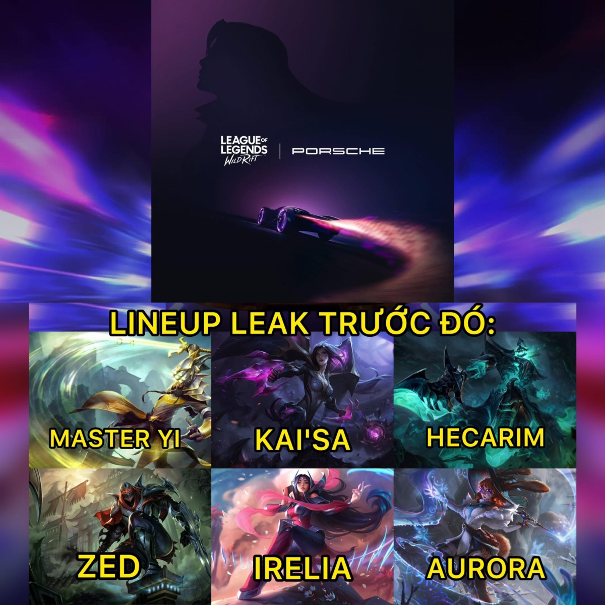 Dàn lineup skin được leak trước đó đang được nghi vấn sẽ có skin Porsche 