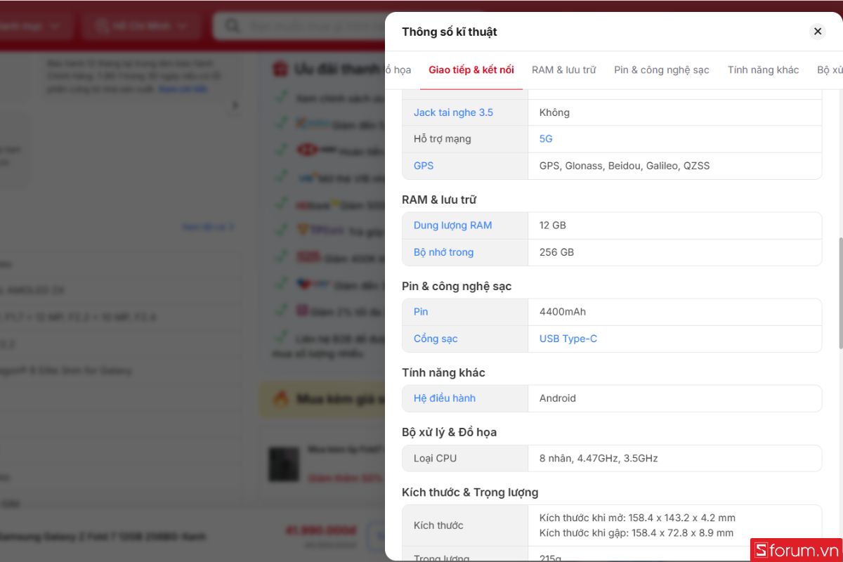 Kiểm tra OTG qua thông số kỹ thuật điện thoại 