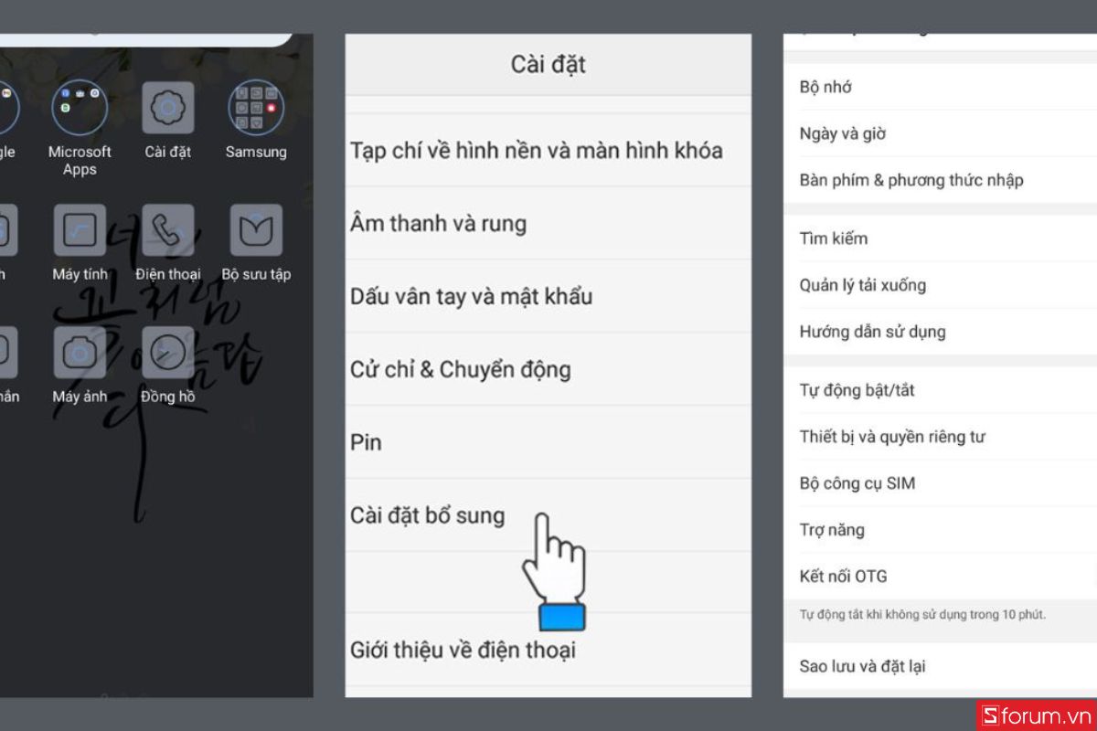 Kiểm tra OTG qua cài đặt trên điên thoại